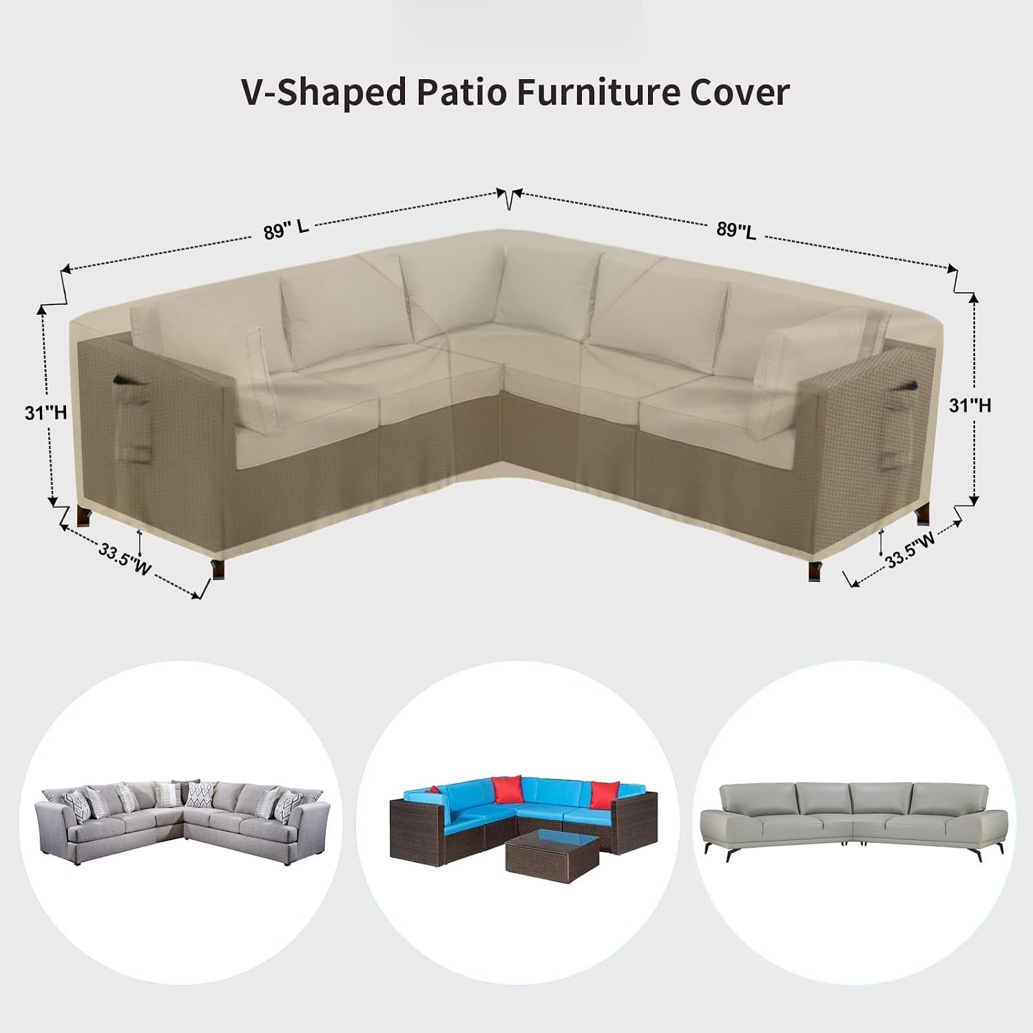 Waterproof L‑Shaped Patio Sectional Cover