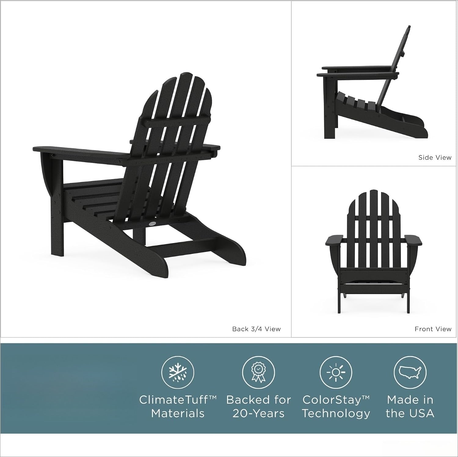 Black Classic Outdoor Adirondack Chair