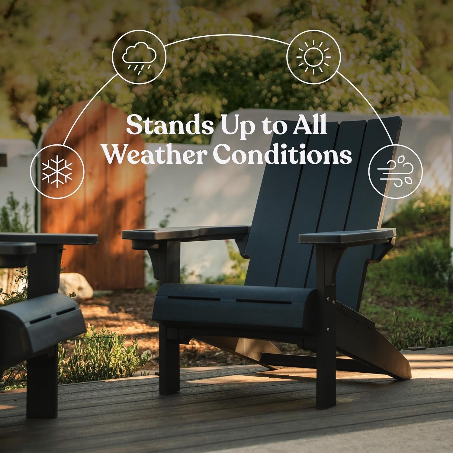 Black Weather‑Resistant Outdoor Adirondack Chair