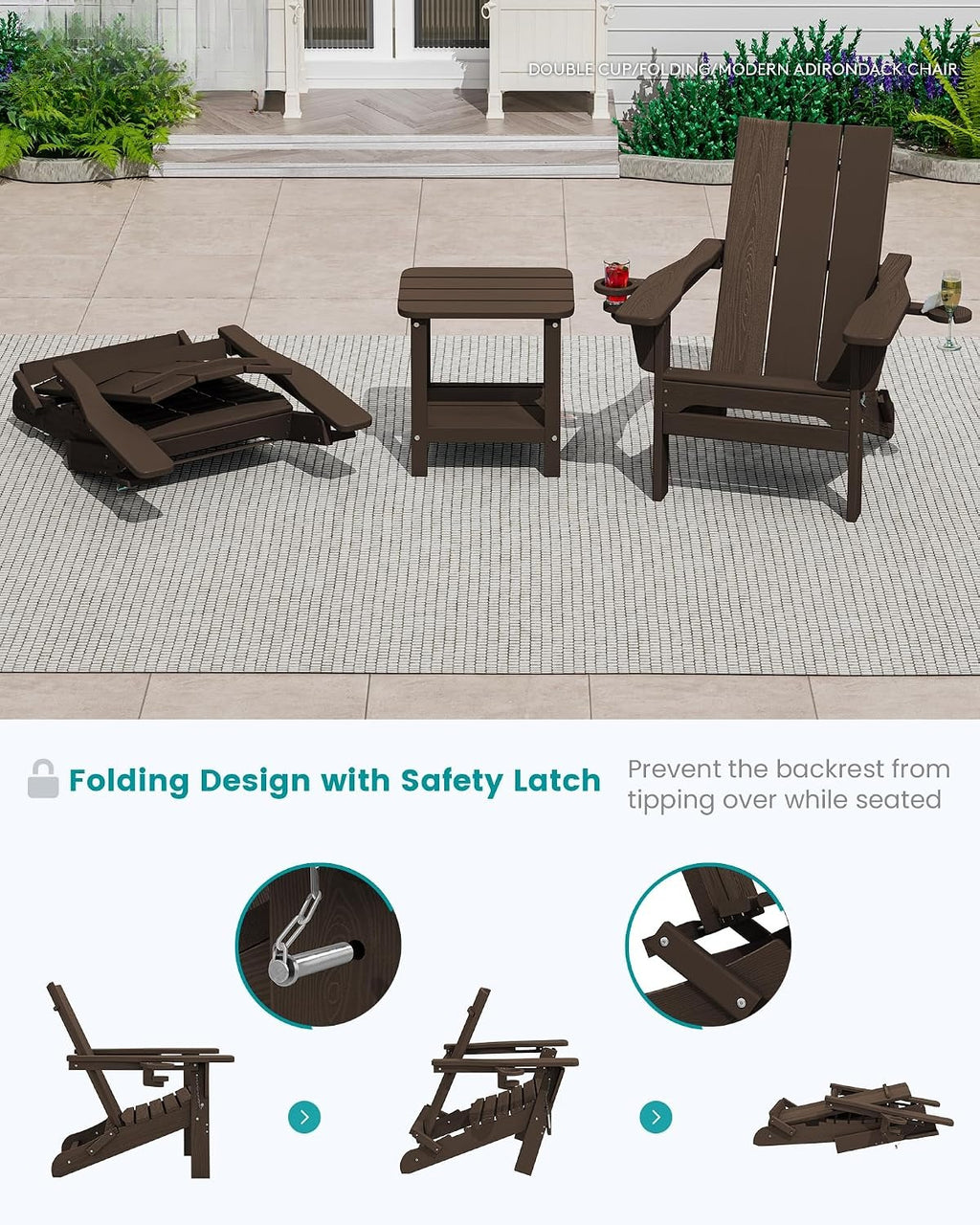 HDPE Folding Adirondack Chair Cup Holder