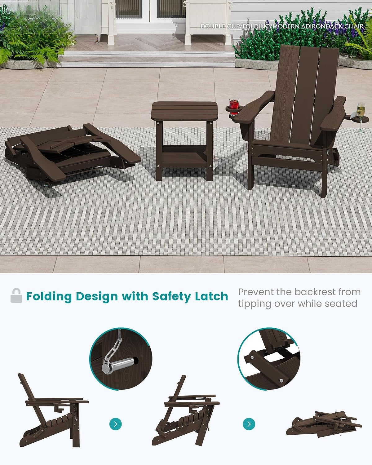 HDPE Folding Adirondack Chair Cup Holder
