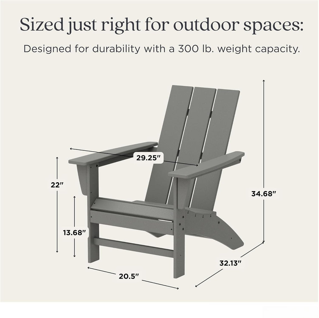 Grey HDPE Outdoor Adirondack Chair