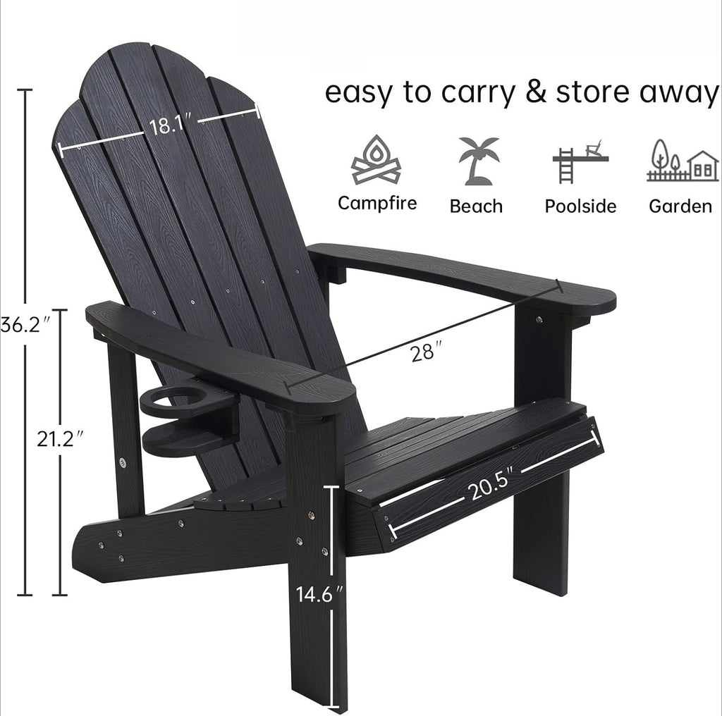 Black All‑Weather Patio Adirondack Chair