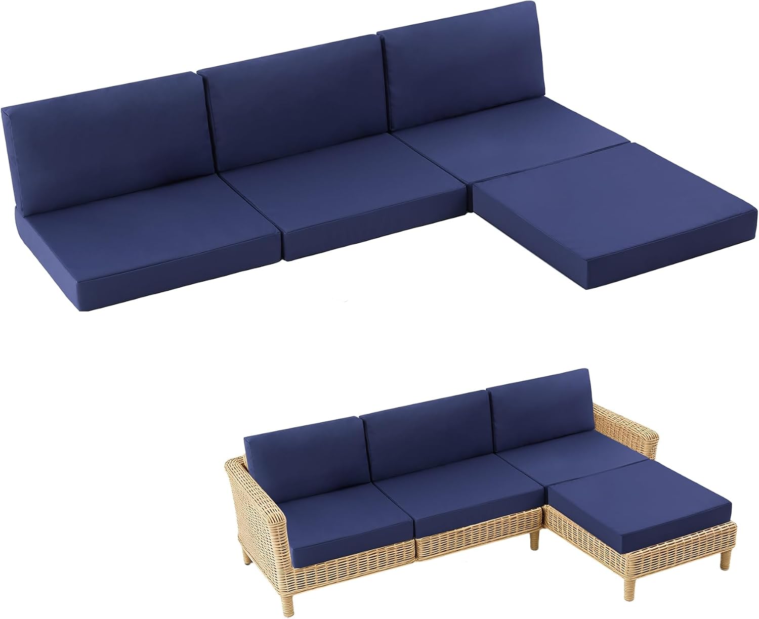 Navy Waterproof Patio Sectional Cushion Set