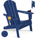 Navy HDPE Patio Adirondack Chair Cup Holder
