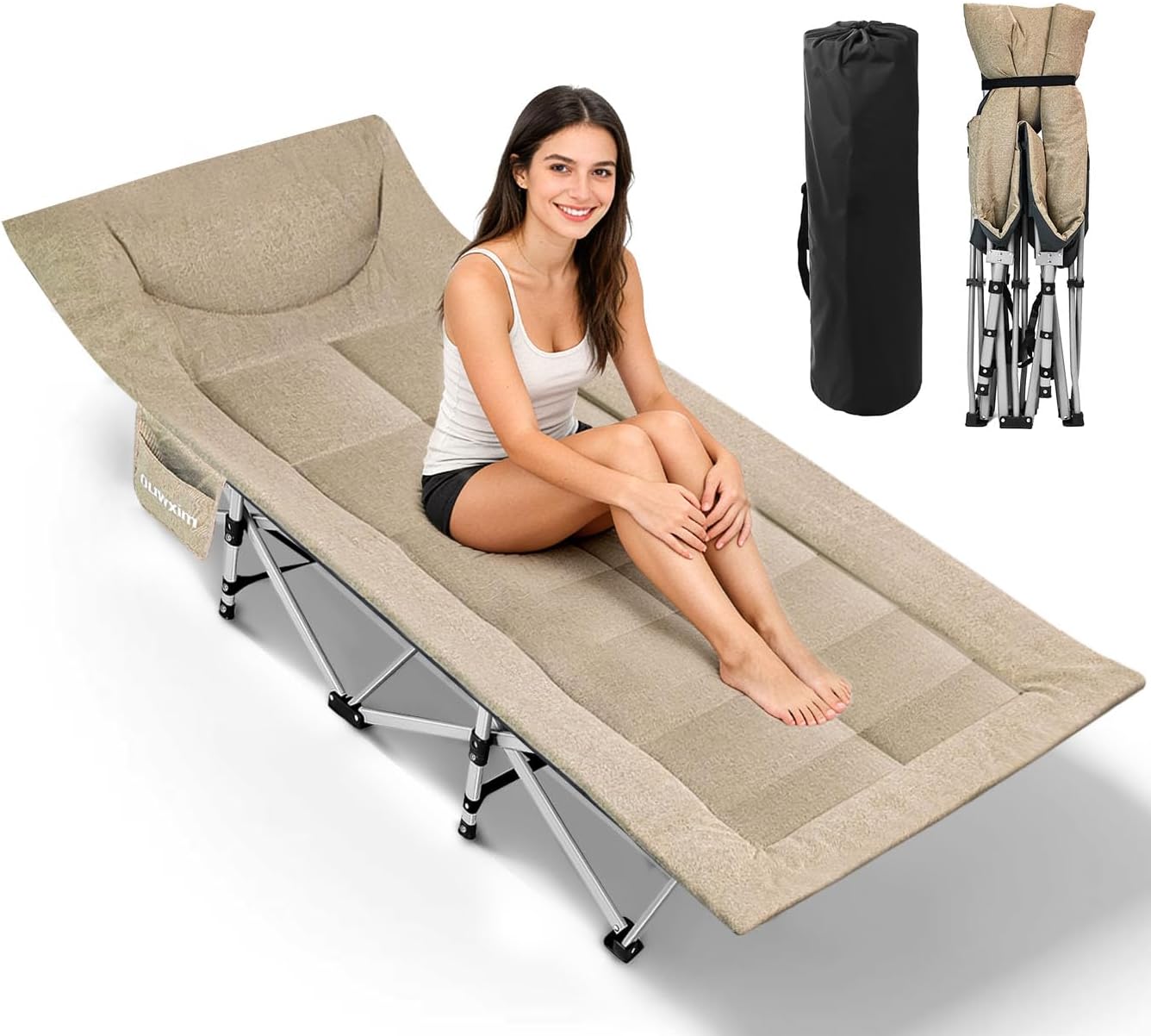 Cushioned Adult Folding Camping Cot Bed