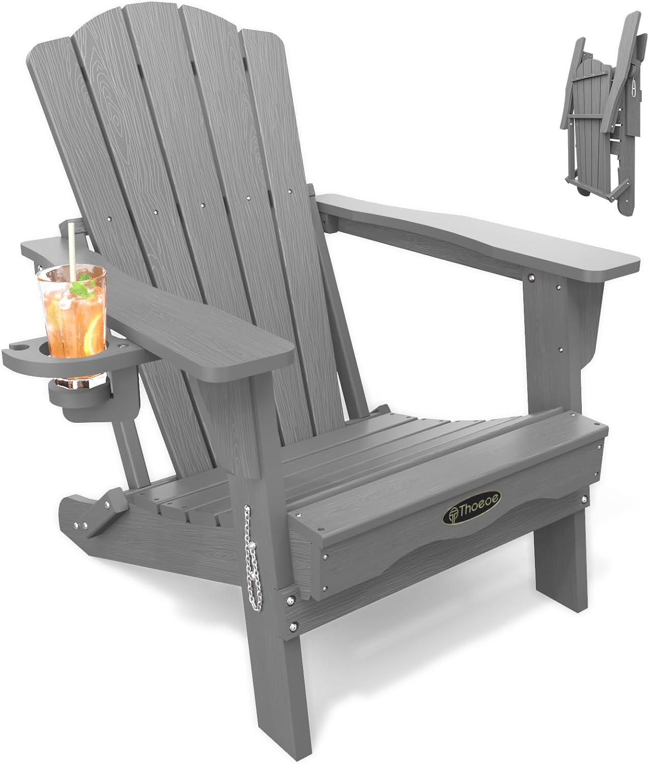 Folding Outdoor Adirondack Chair Cup Holder
