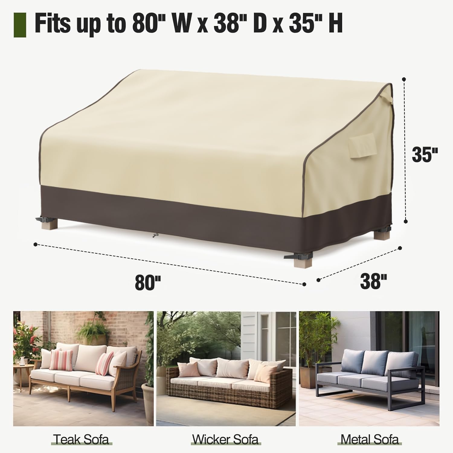 Brown Waterproof 3‑Seater Patio Couch Cover