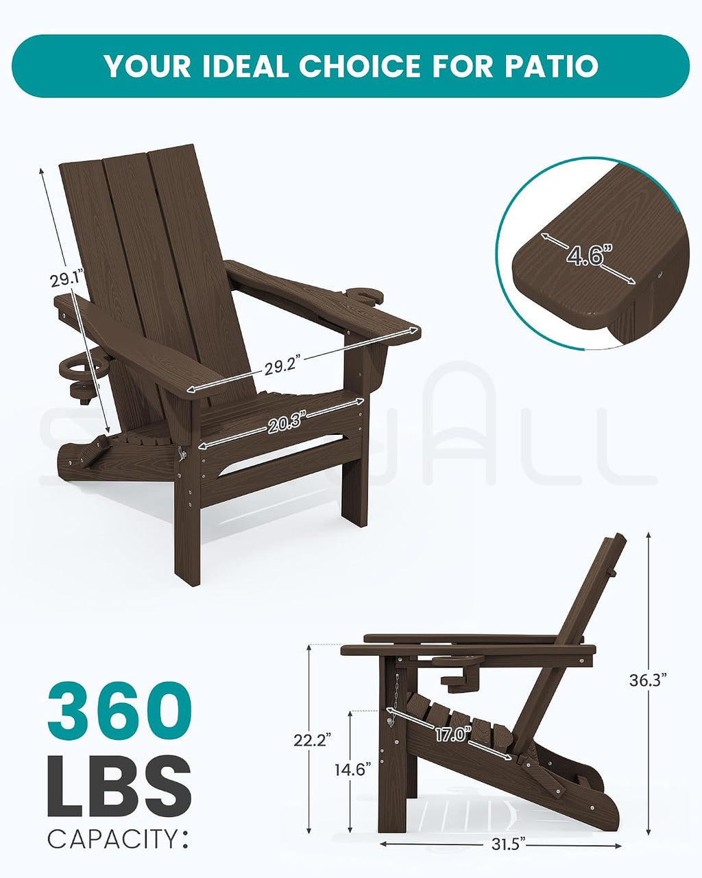 HDPE Folding Adirondack Chair Cup Holder