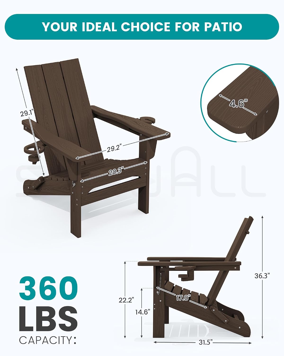 HDPE Folding Adirondack Chair Cup Holder