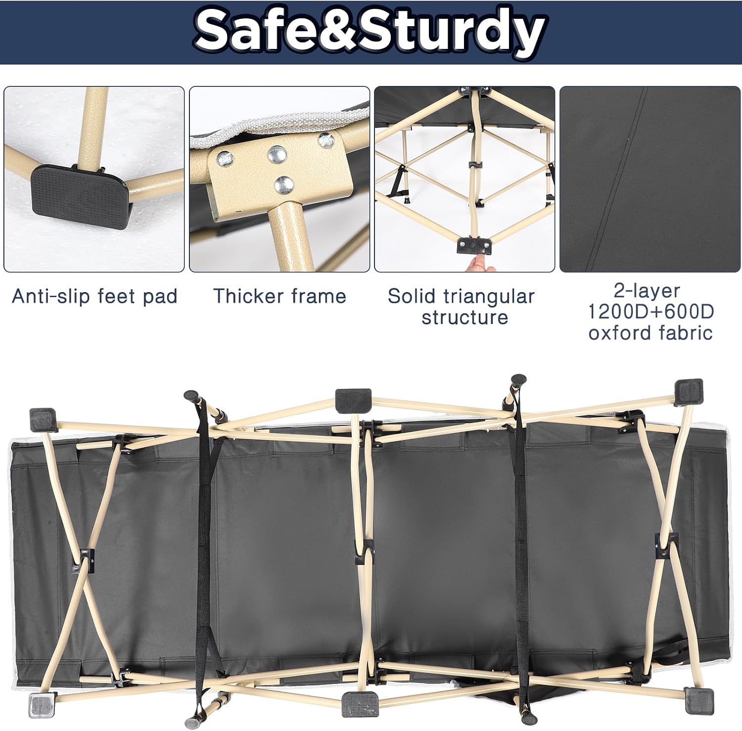 Heavy‑Duty Adult Folding Camping Cot 2‑Pack
