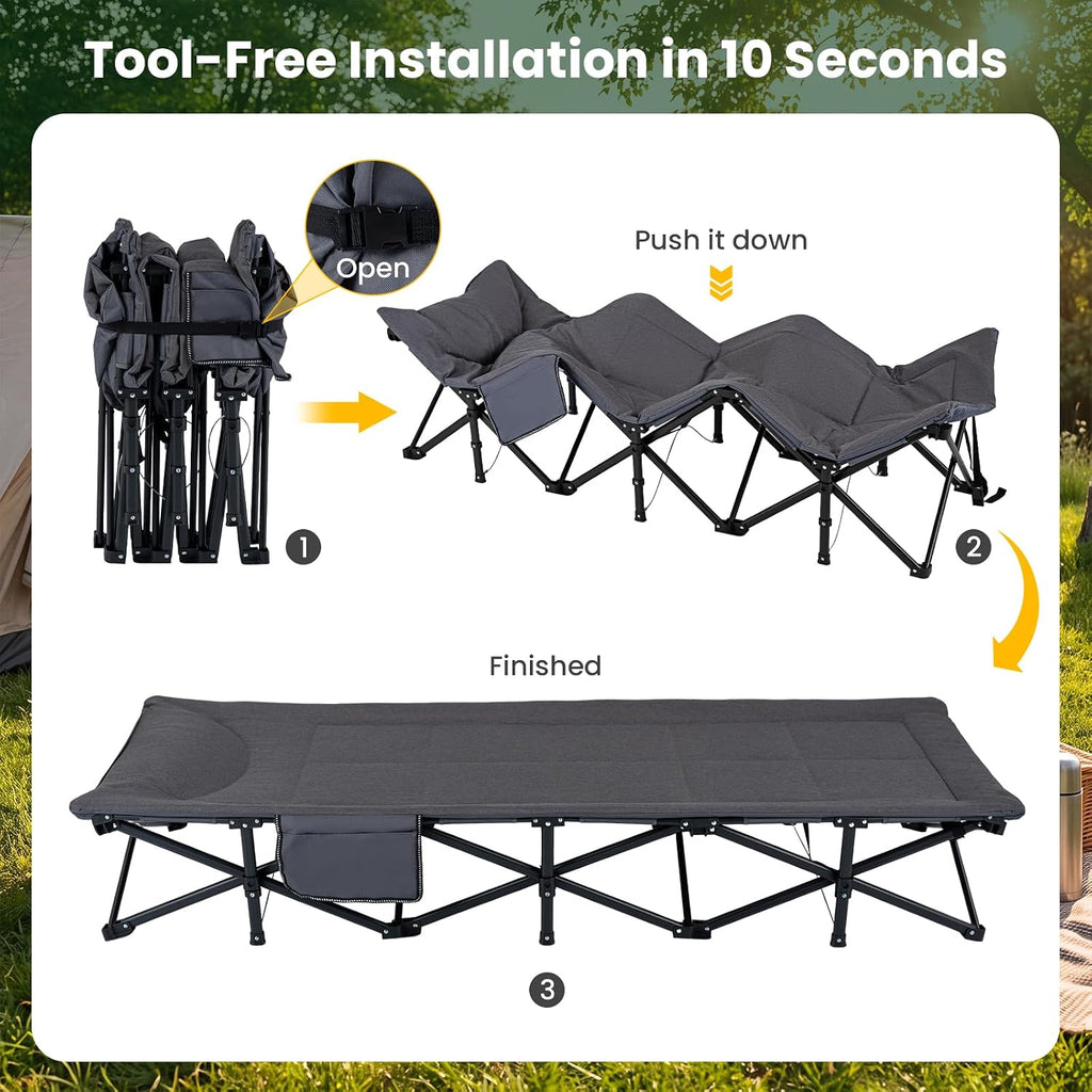 Padded Heavy‑Duty Portable Camping Cot Bed