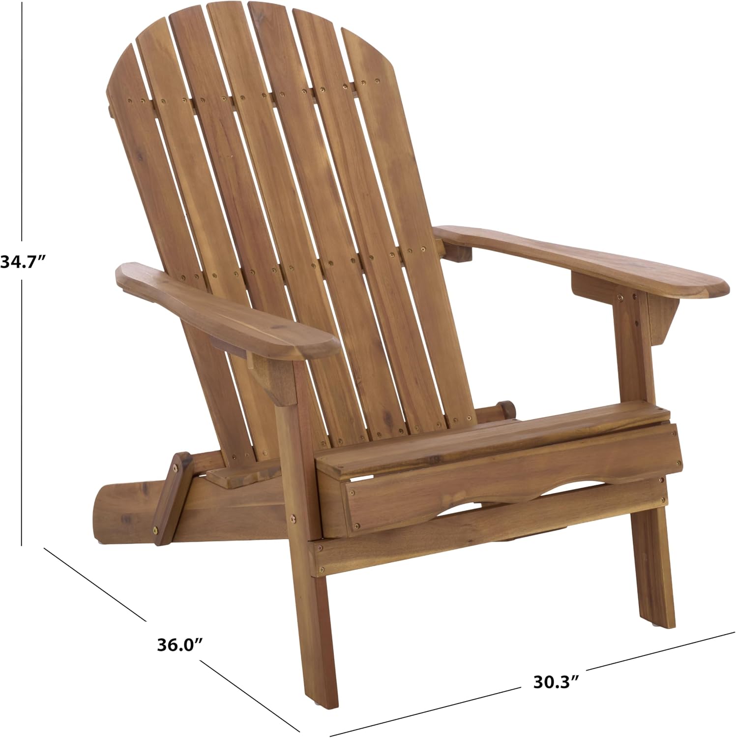 Teak‑Brown Solid Wood Outdoor Adirondack Chair