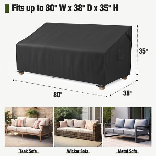 Black Waterproof 3‑Seater Outdoor Couch Cover