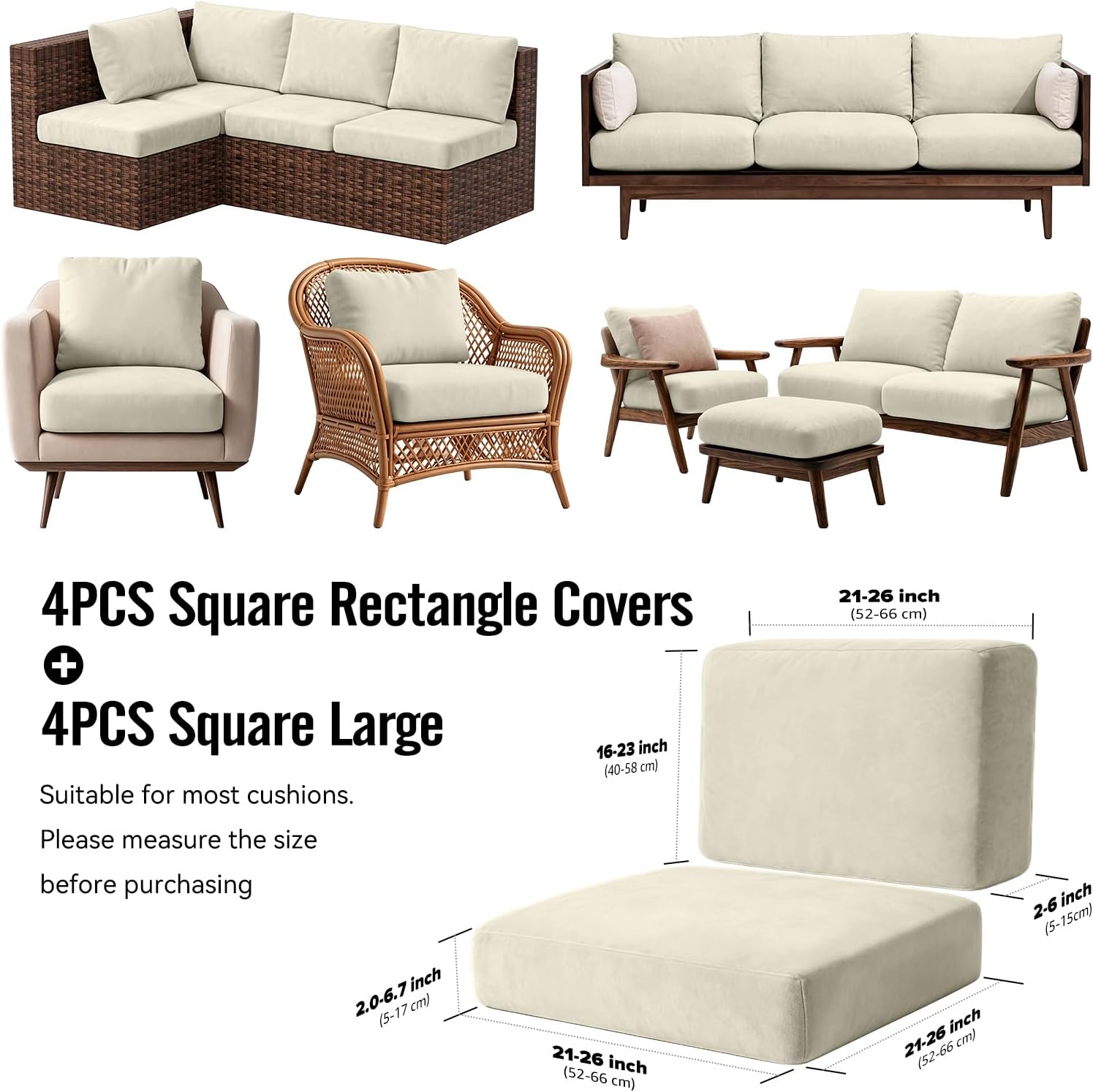 Stretch Patio Furniture Cushion Slipcover Set