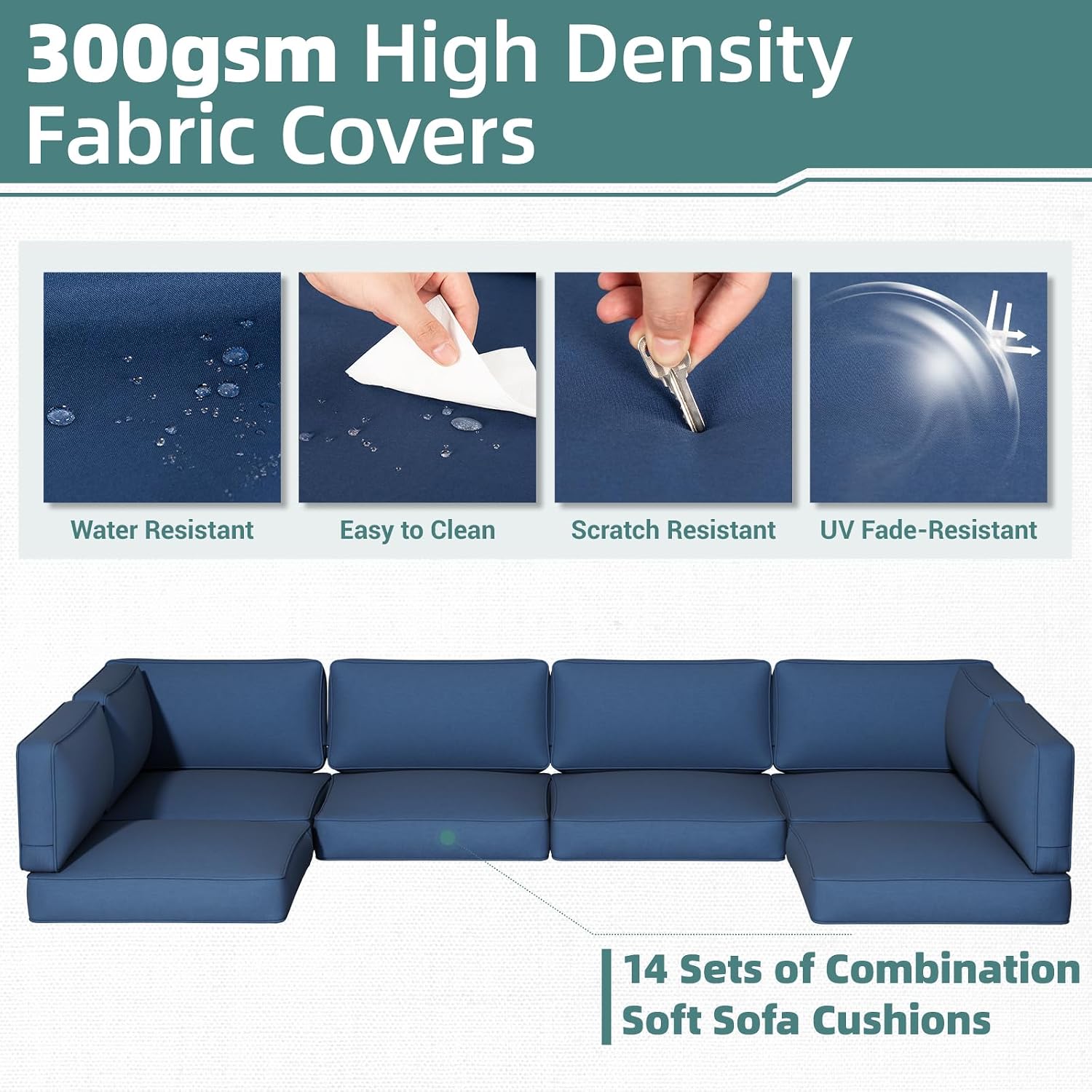 Blue Weather‑Resistant Patio Cushion Set