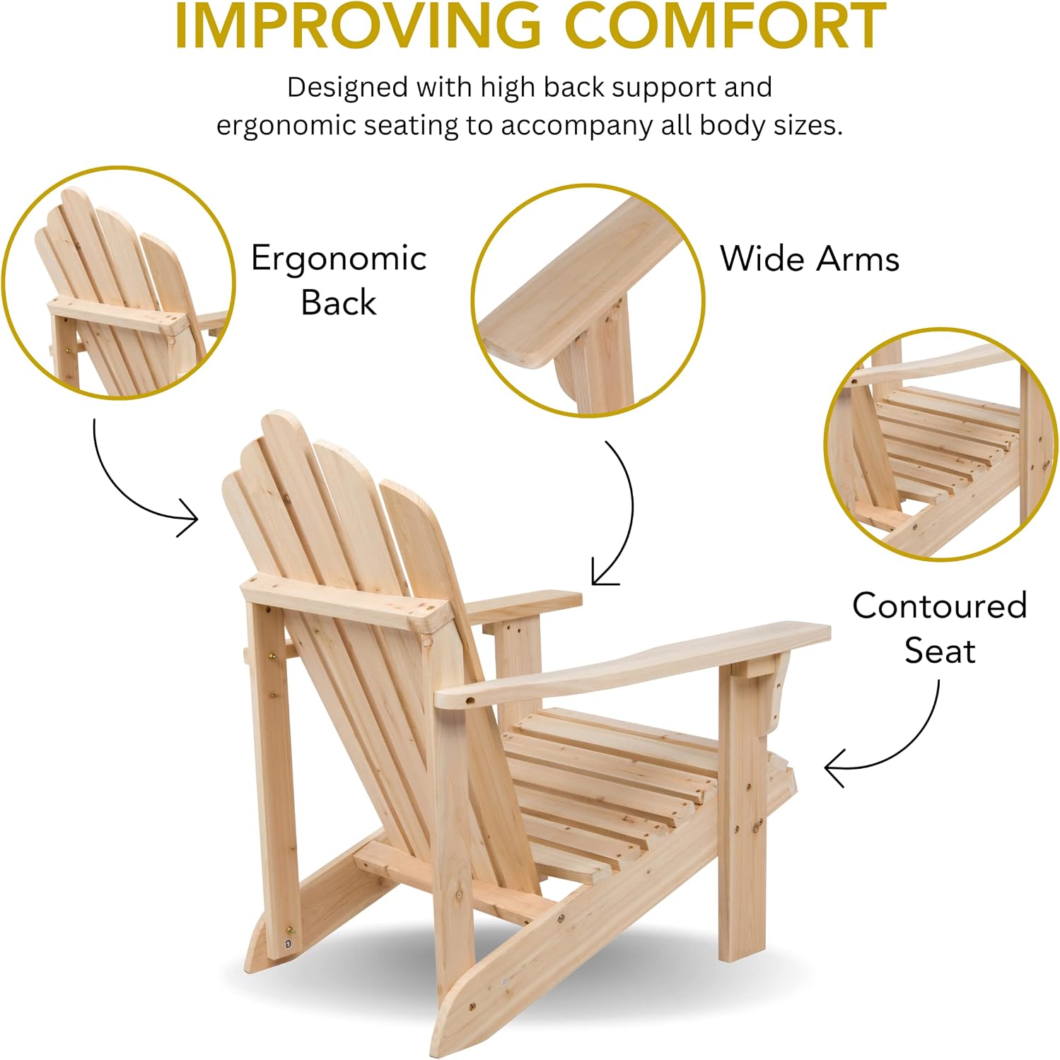 Wooden Outdoor Patio Adirondack Chair