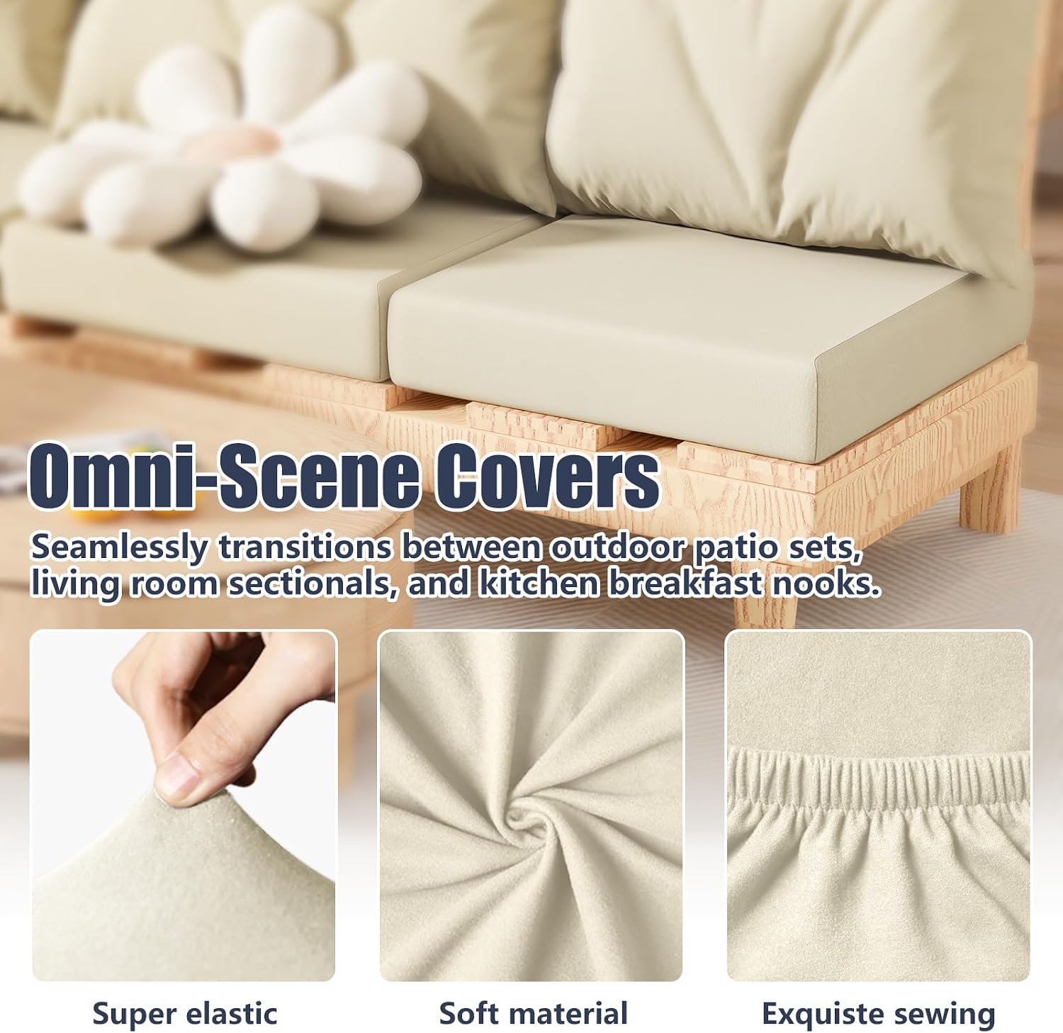 Stretch Patio Furniture Cushion Slipcover Set