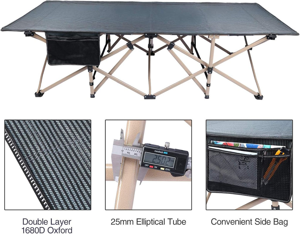 Oversized Heavy‑Duty Portable Adult Camping Cot