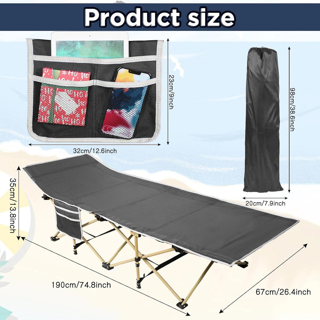 Heavy‑Duty Adult Folding Camping Cot 2‑Pack