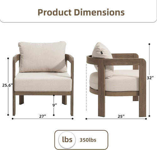 Beige Cushioned Metal Patio Chair Set
