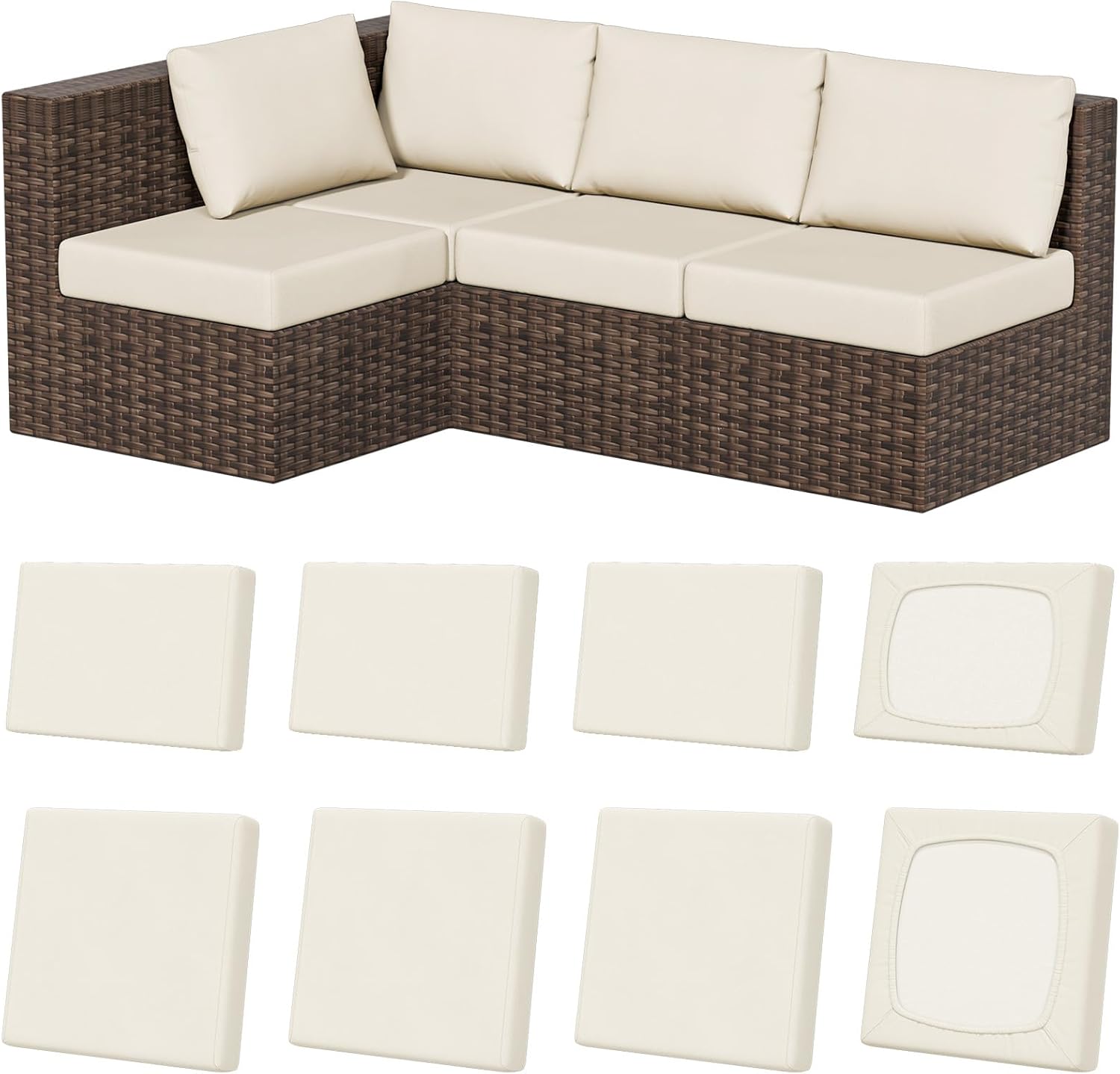 Stretch Patio Furniture Cushion Slipcover Set
