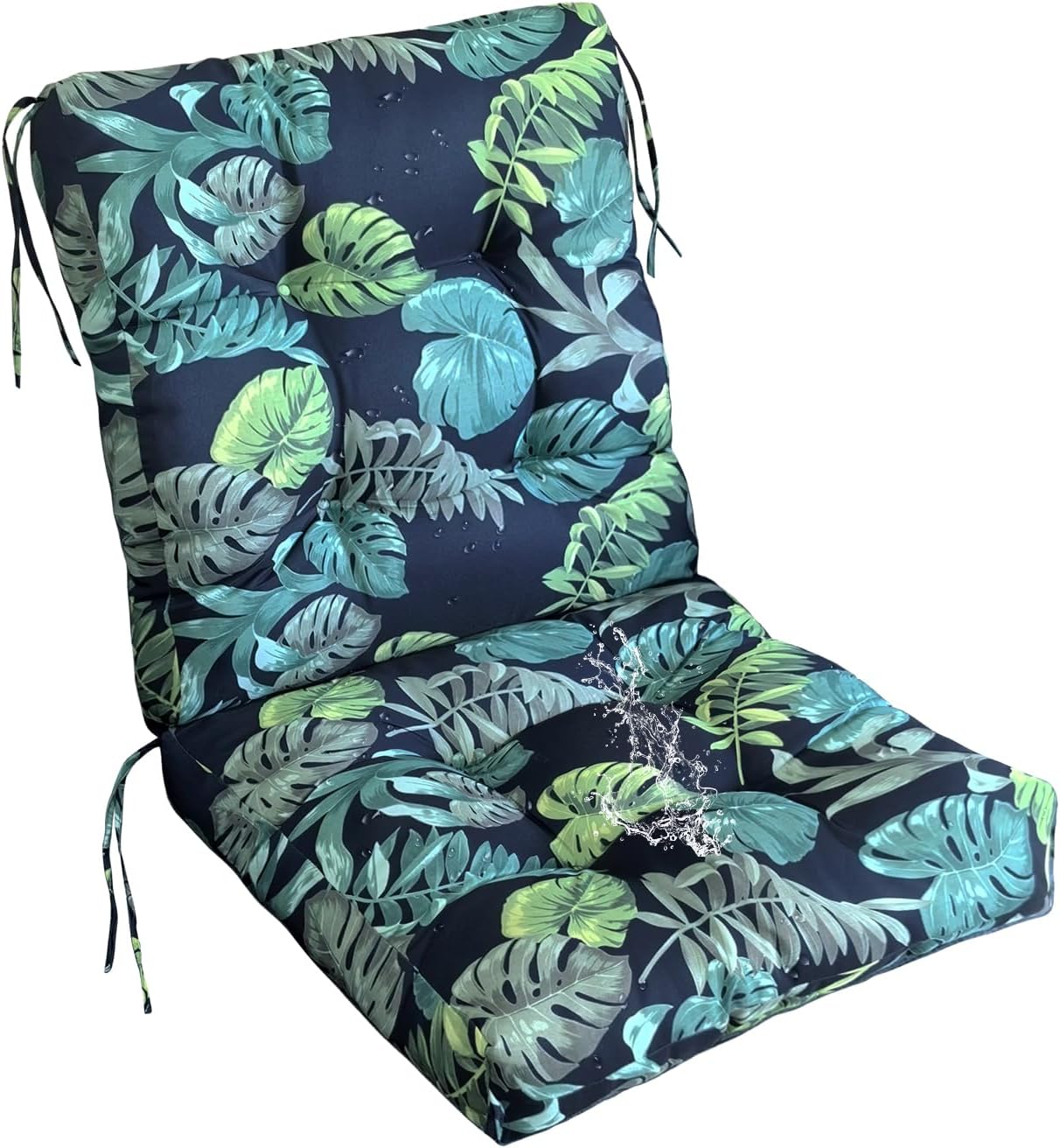 Navy Floral Waterproof Patio Chair Cushions