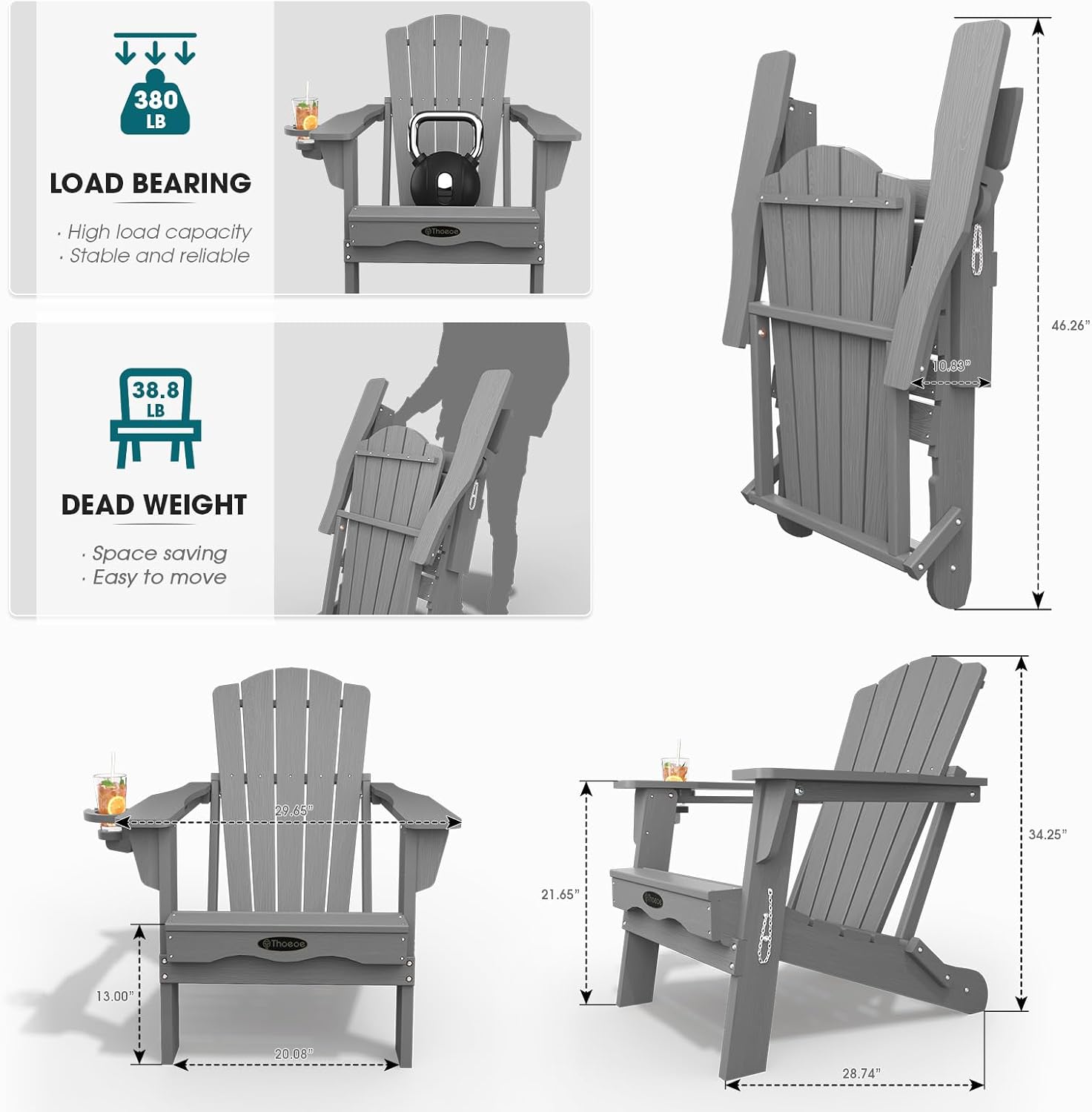 Folding Outdoor Adirondack Chair Cup Holder