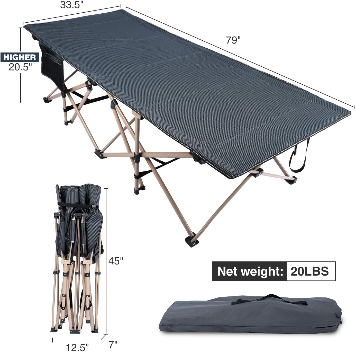 Oversized Heavy‑Duty Portable Adult Camping Cot