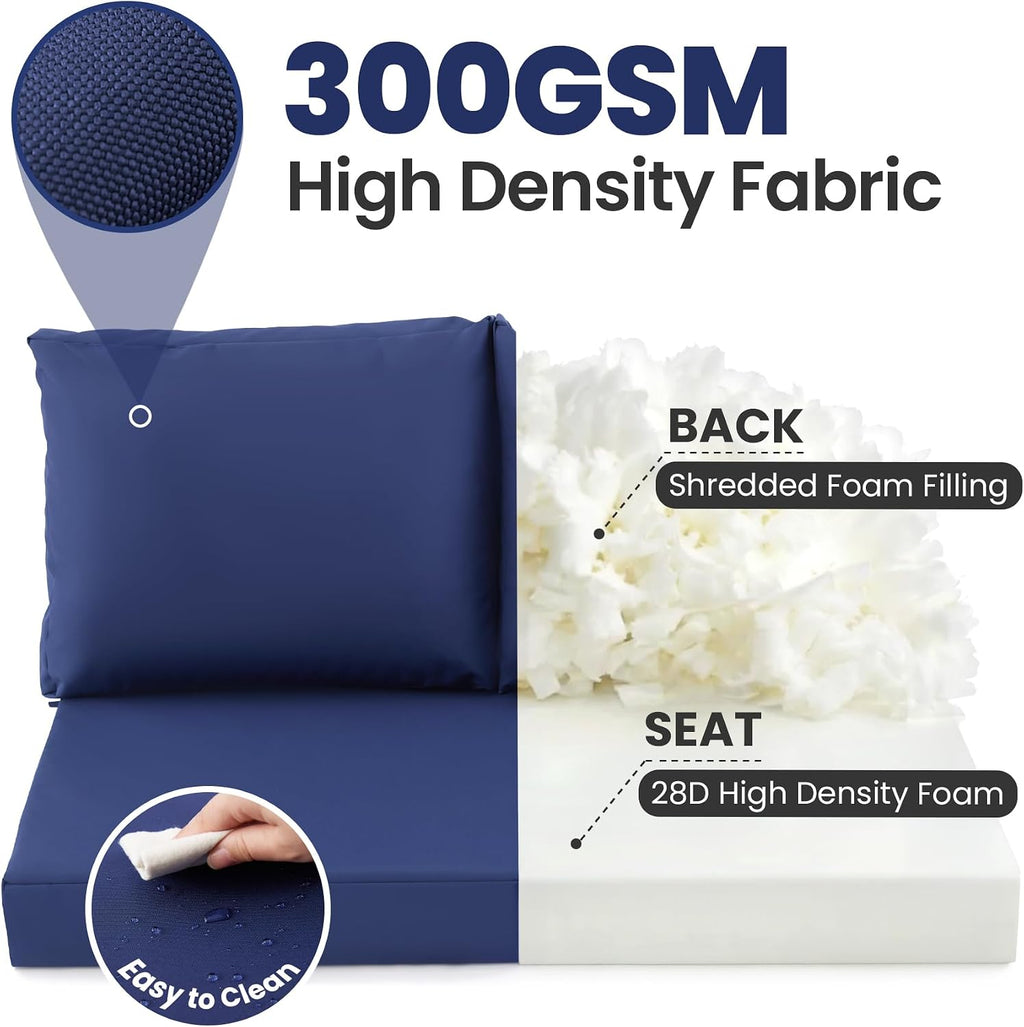 Navy Waterproof Outdoor Loveseat Cushion Set