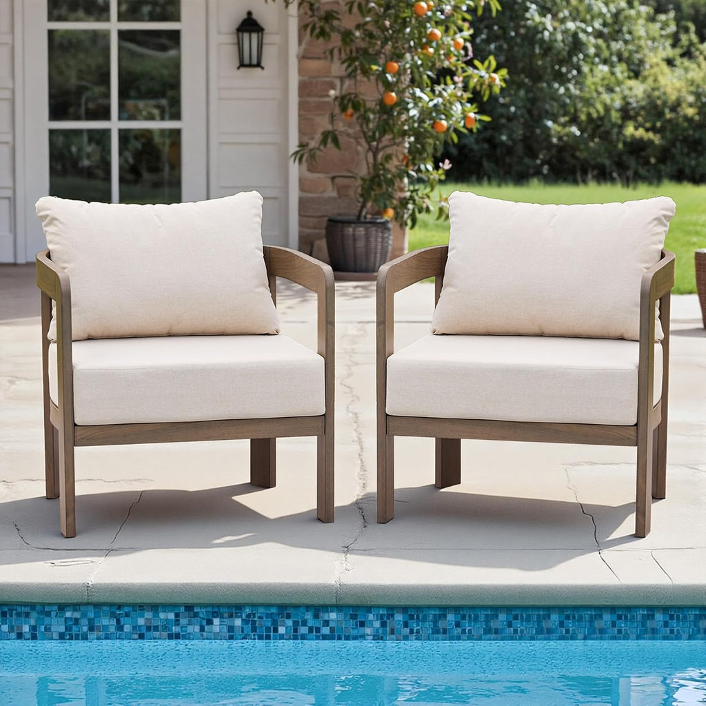Beige Cushioned Metal Patio Chair Set