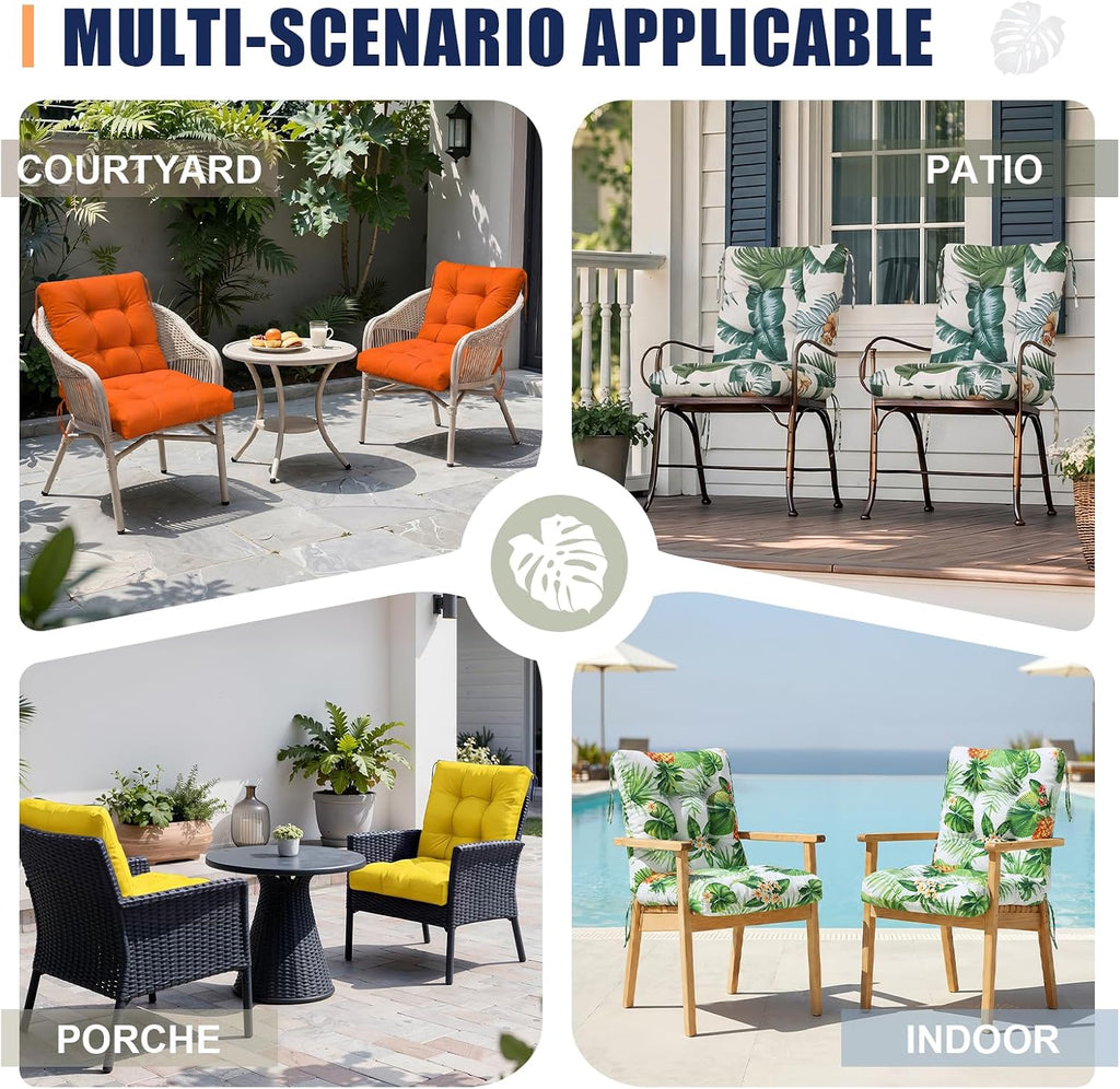 Navy Floral Waterproof Patio Chair Cushions