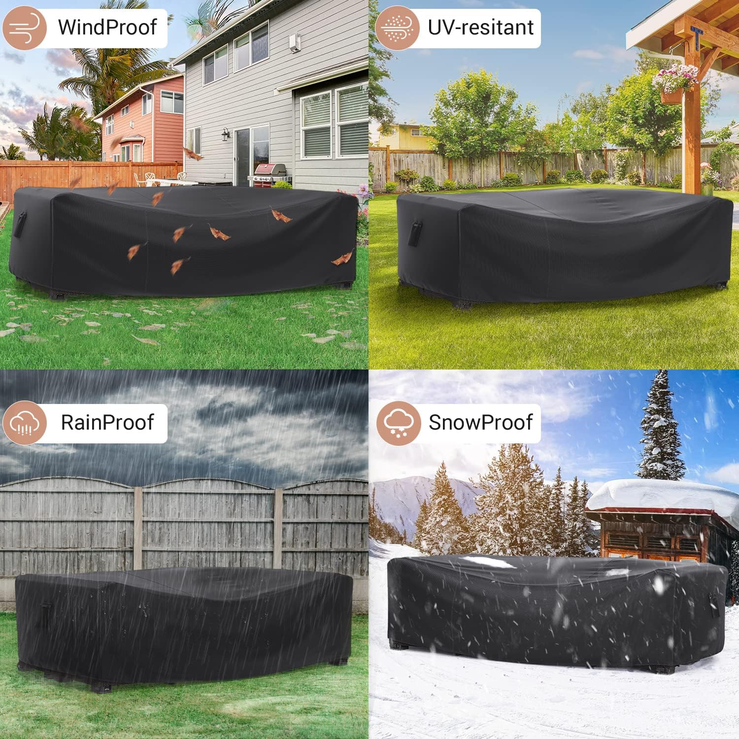 Black Waterproof Patio Furniture Cover