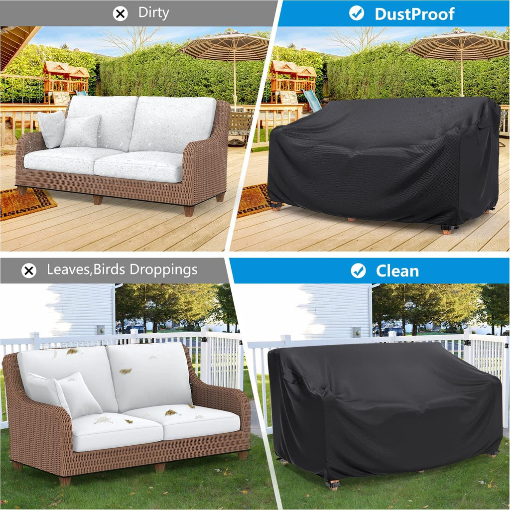 Black Waterproof 2‑Seater Patio Sofa Cover