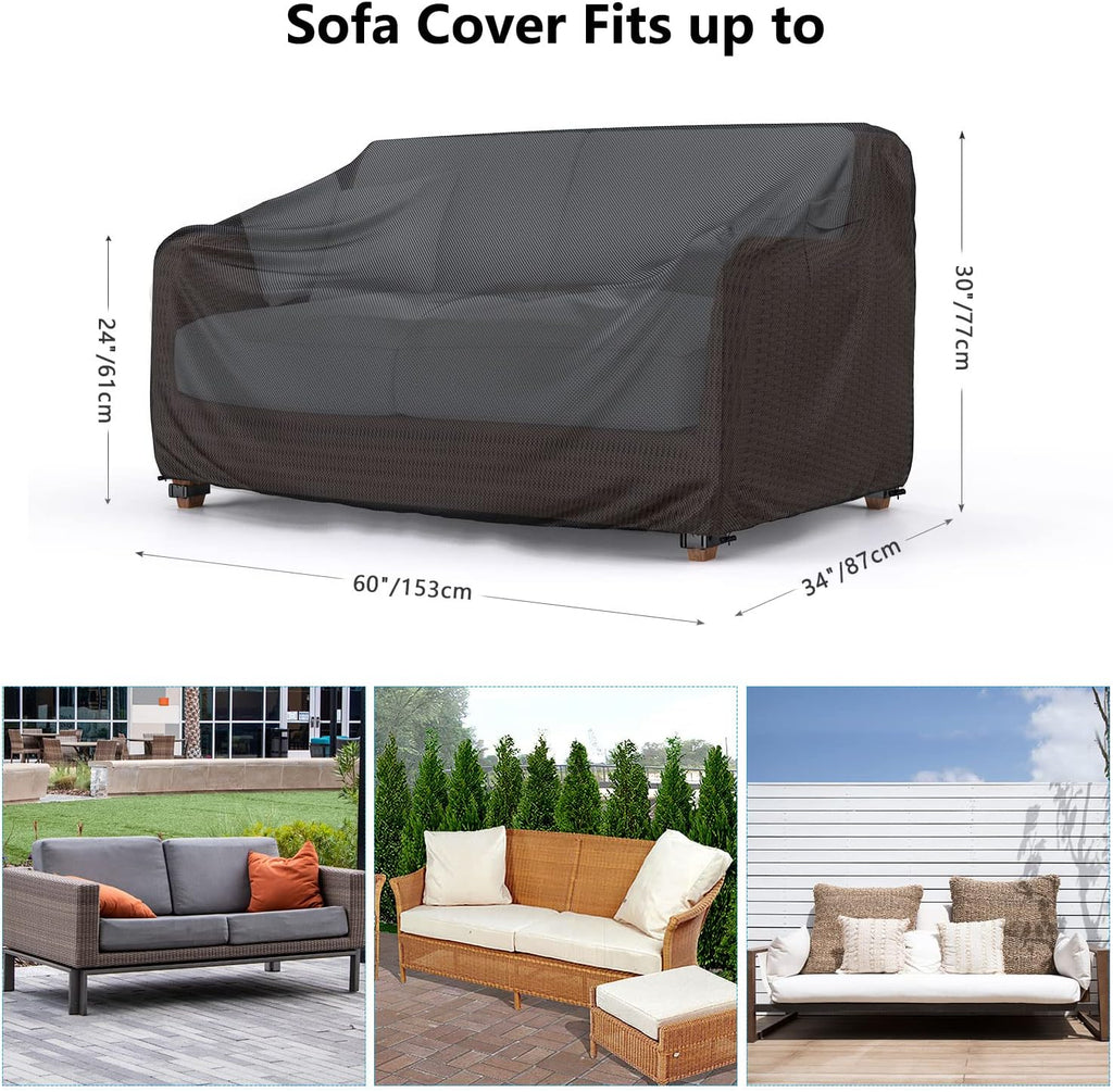 Black Waterproof 2‑Seater Patio Sofa Cover