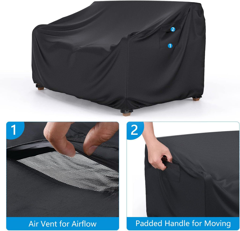 Black Waterproof 2‑Seater Patio Sofa Cover