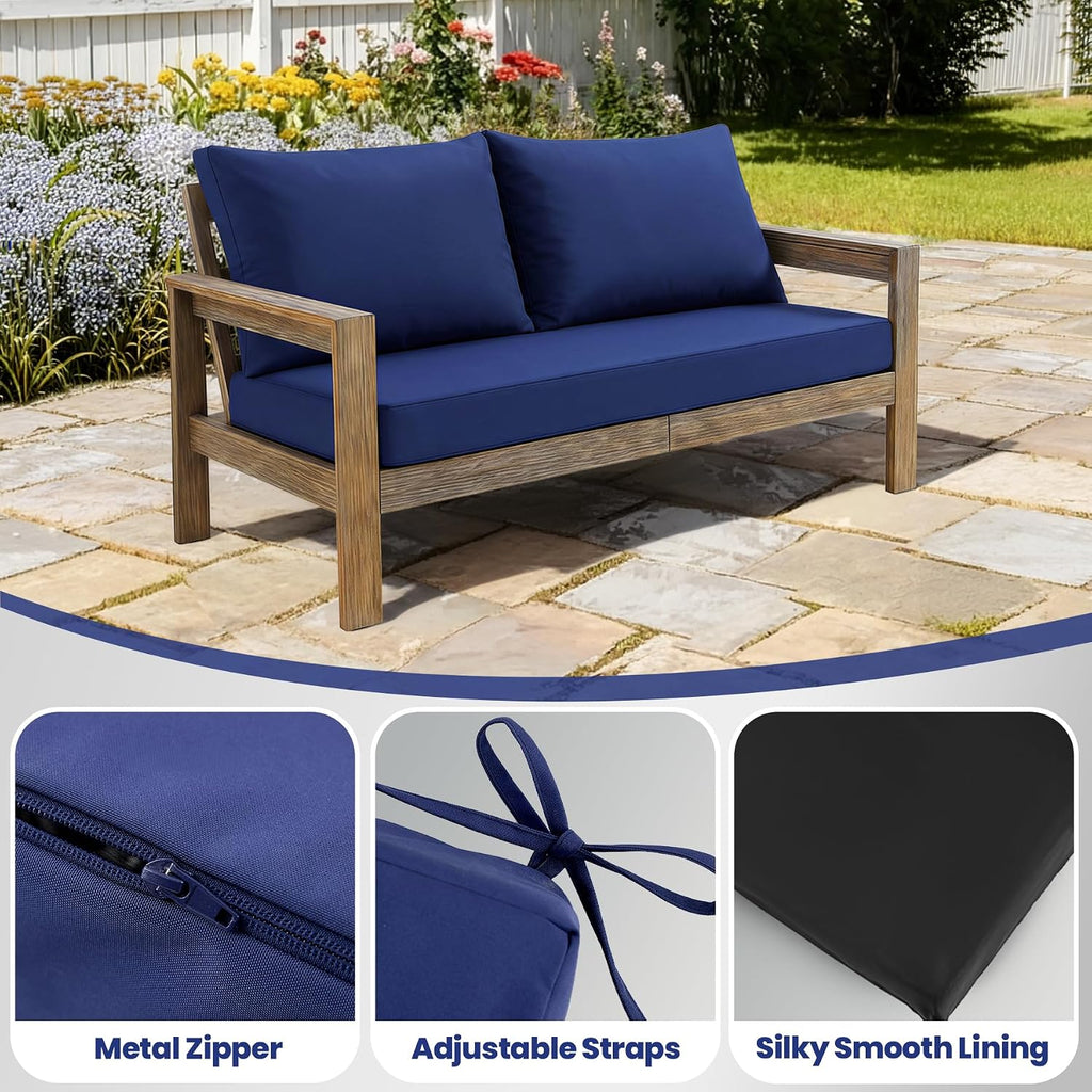 Navy Waterproof Outdoor Loveseat Cushion Set