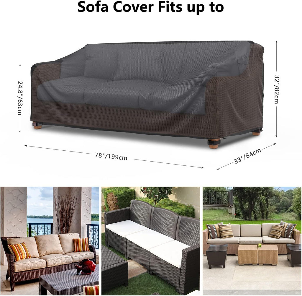 Black Waterproof 3‑Seater Patio Sofa Cover