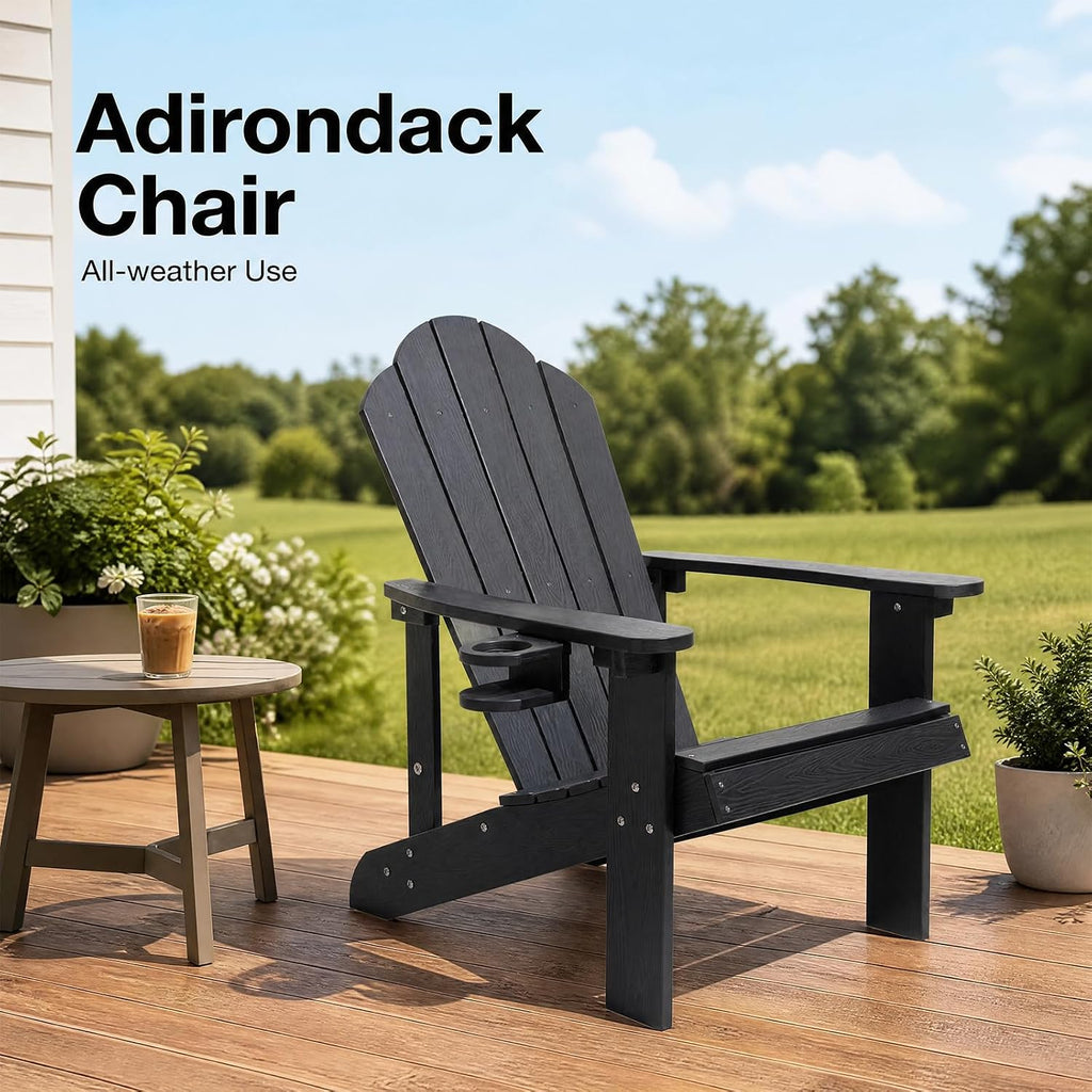 Black All‑Weather Patio Adirondack Chair