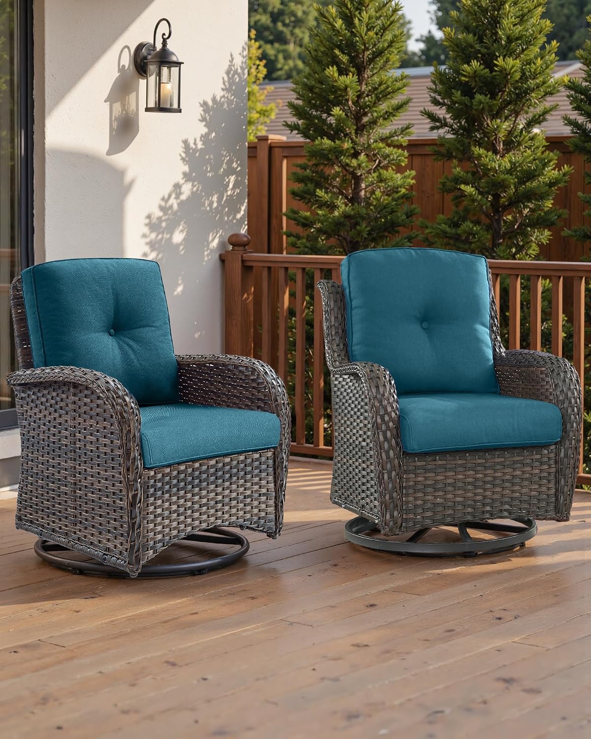 Blue Tufted High‑Back Patio Cushion Set
