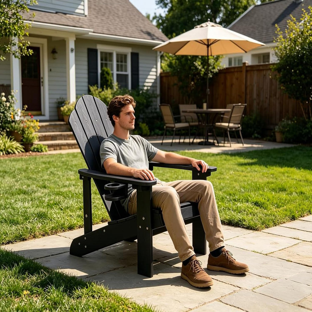 Black All‑Weather Patio Adirondack Chair