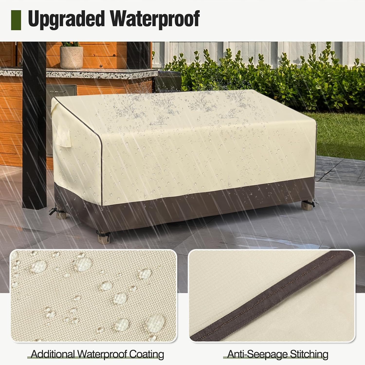 Brown Waterproof 3‑Seater Patio Couch Cover