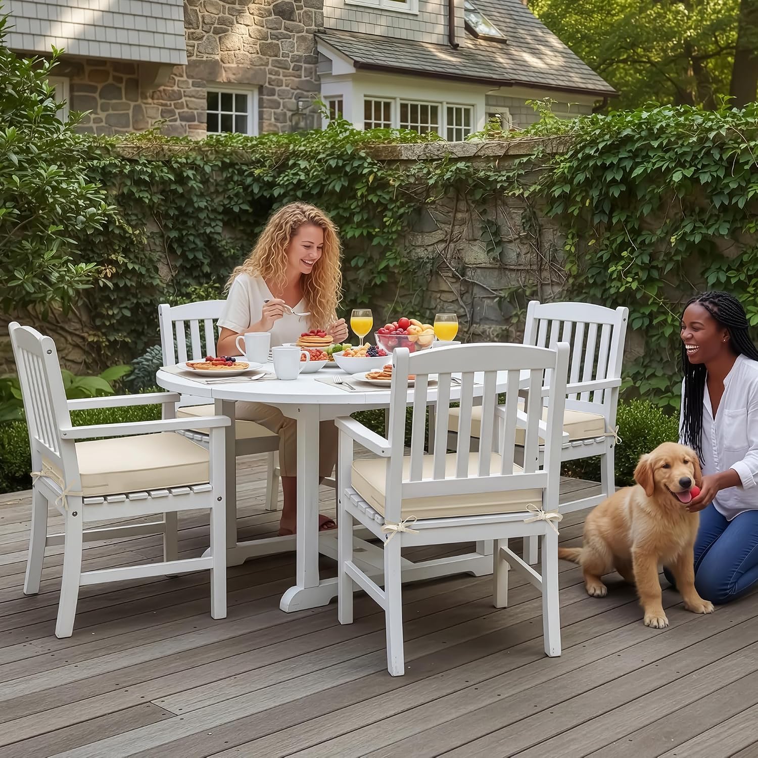 Beige Water‑Resistant Patio Chair Cushion Set