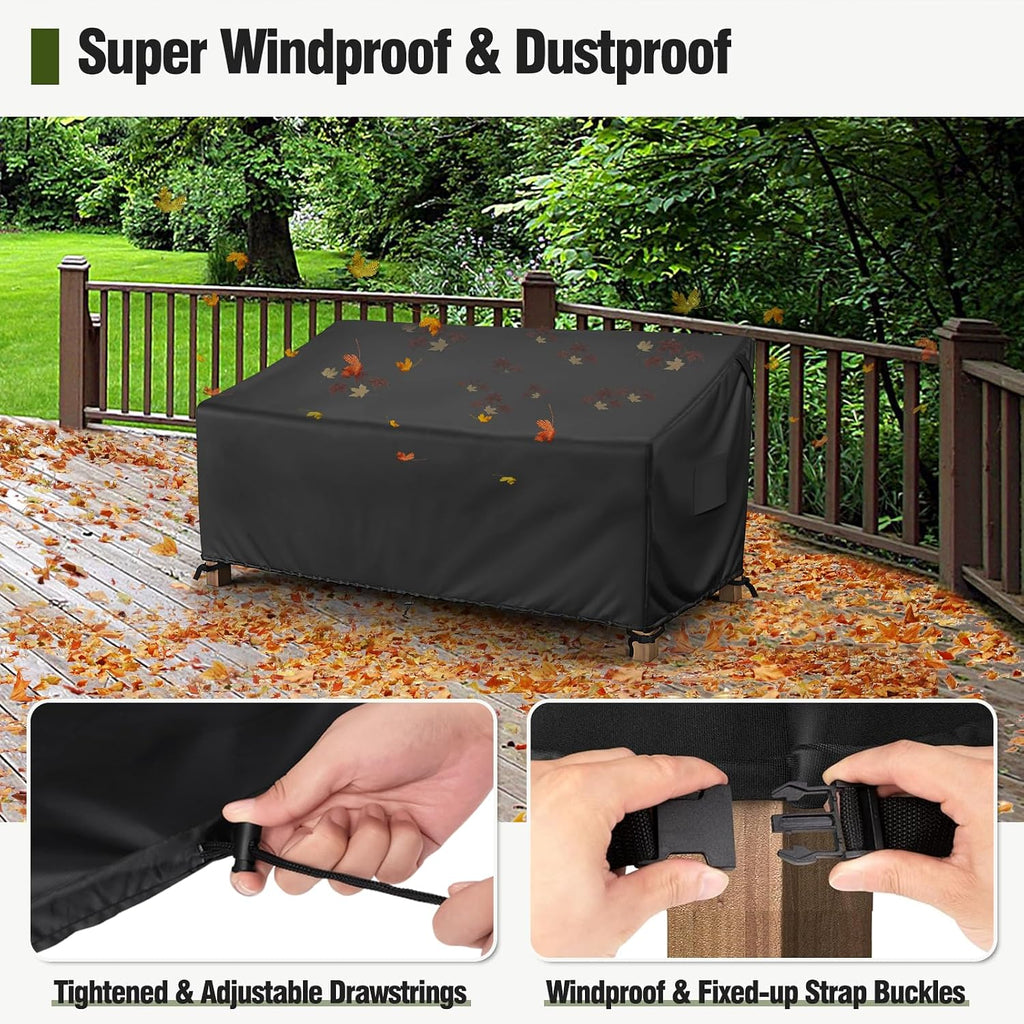 Black Waterproof 3‑Seater Outdoor Couch Cover