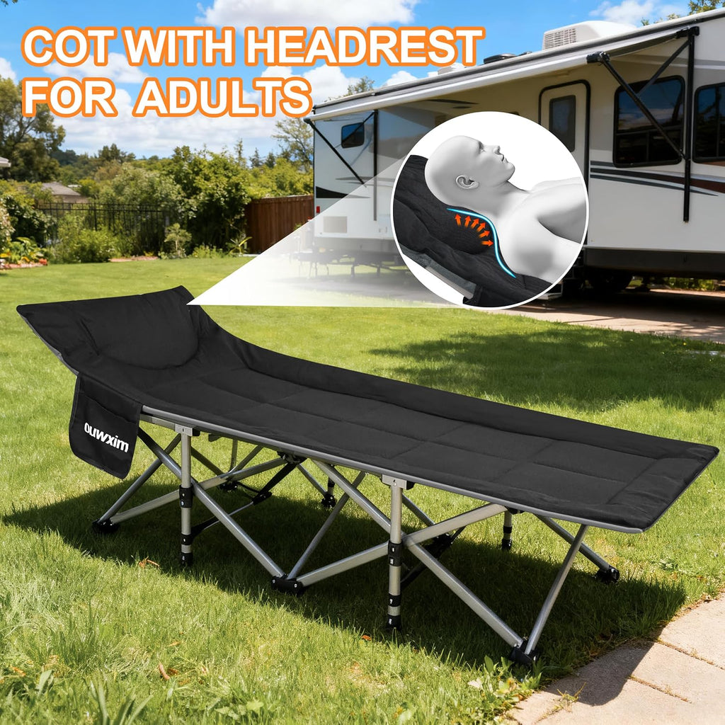 Cushioned Adult Folding Camping Cot Bed