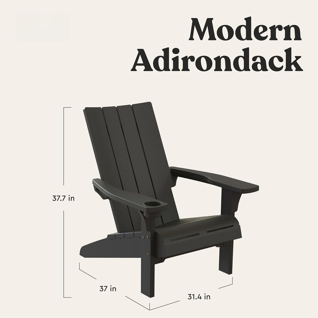 Black Weather‑Resistant Outdoor Adirondack Chair