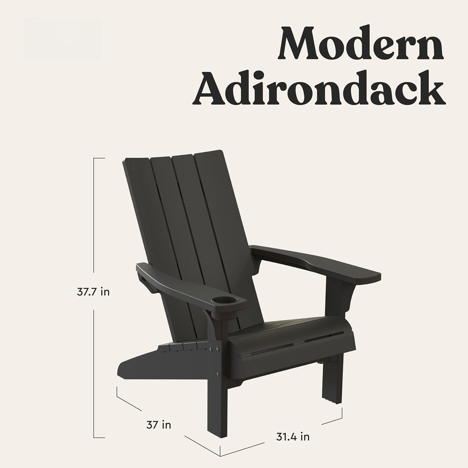 Black Weather‑Resistant Outdoor Adirondack Chair