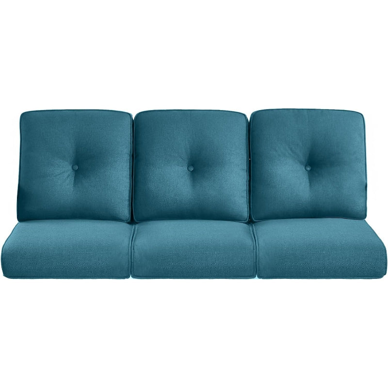 Blue Tufted High‑Back Patio Cushion Set