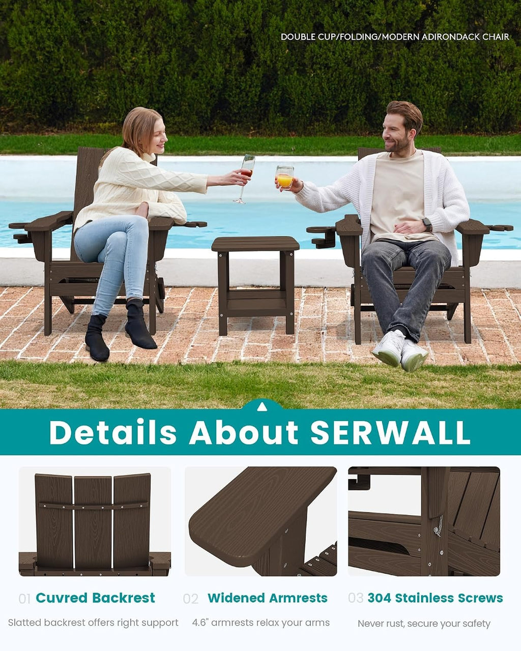 HDPE Folding Adirondack Chair Cup Holder