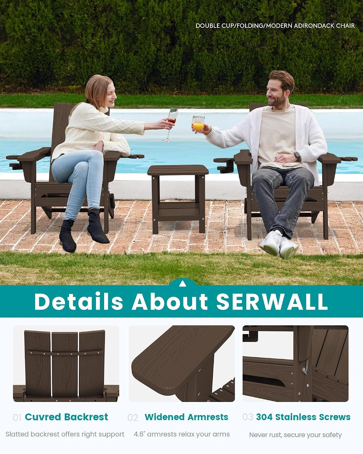 HDPE Folding Adirondack Chair Cup Holder